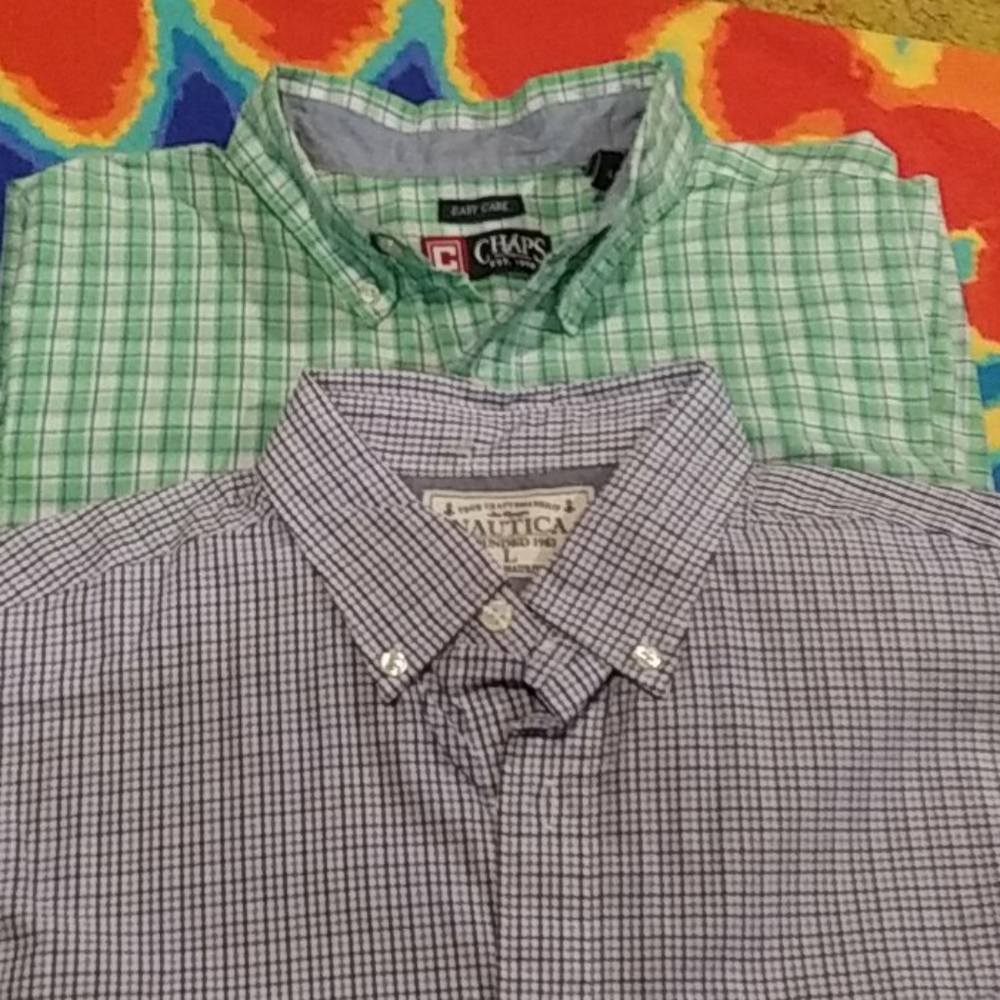 2 pack (Chaps and a Nautica) Mens casual button up